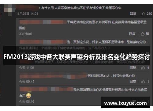 FM2013游戏中各大联赛声望分析及排名变化趋势探讨